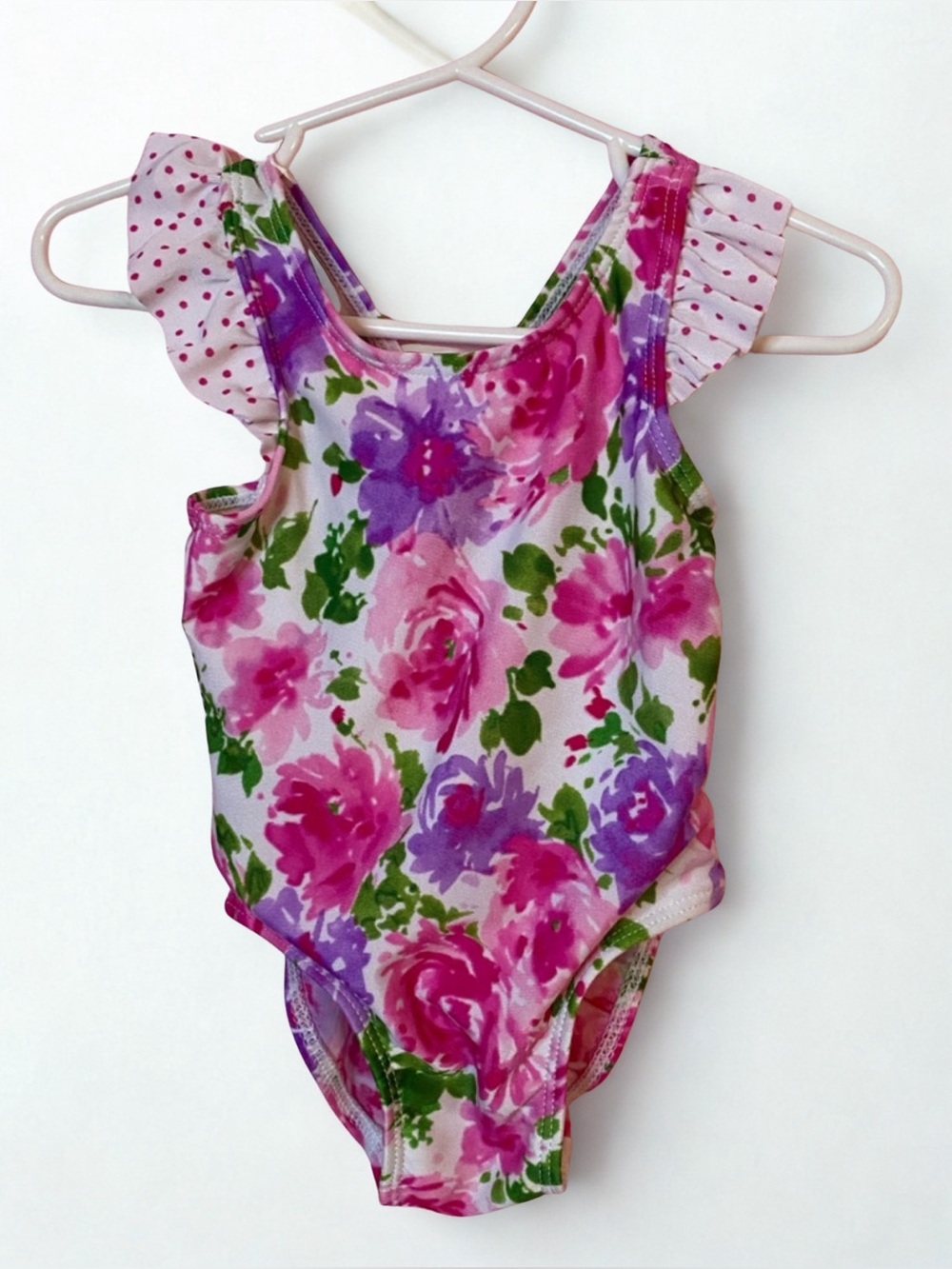 Shade & Shore Pink Purple Floral Kids One-Piece Swimsuit